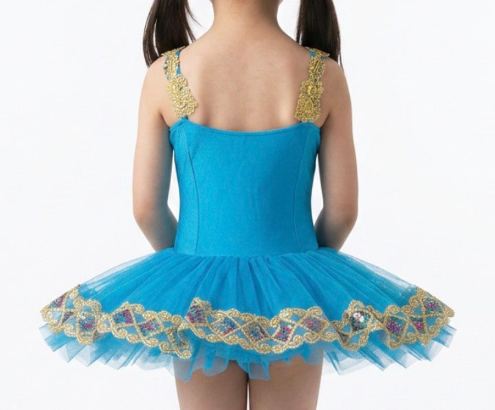Bright Blue with Gold Accent Tutu - Tutu Gallery