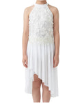 White Dress with Flower Detailing - Layla's