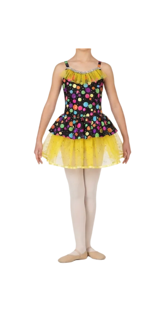 Neon Confetti Dress - Yellow - Handmade