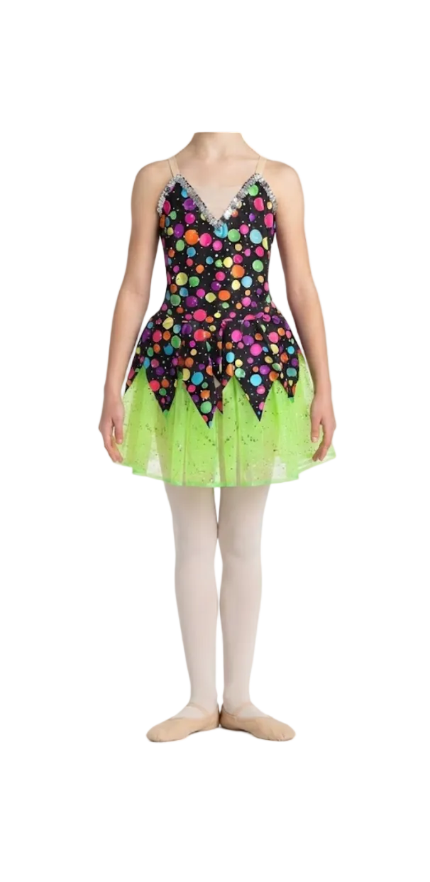 Neon Confetti Pop Dress Green - Handmade