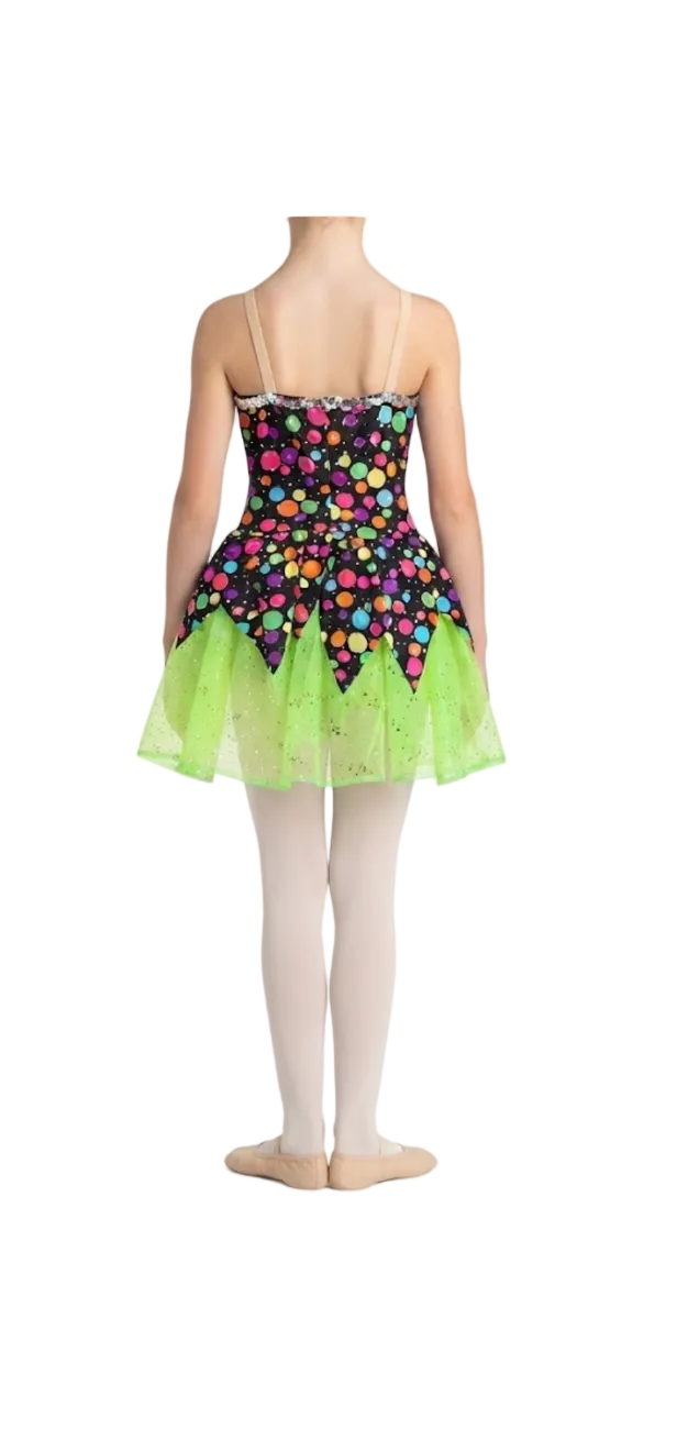 Neon Confetti Pop Dress Green - Handmade