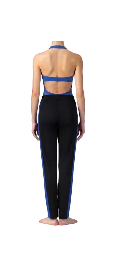 Blue Streak Halter Leo and Tapered Pants - Handmade