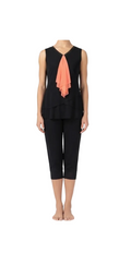 Black Mesh Top and Pants with Biketard and Orange Detail - Handmade