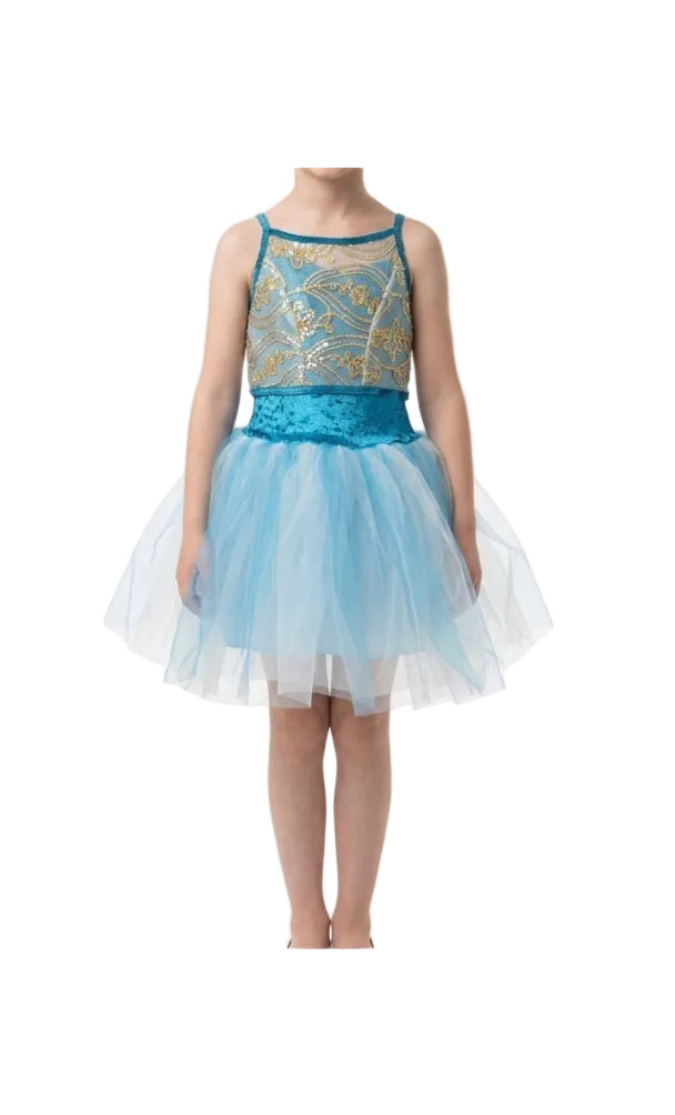 Blue Velvet and Gold Tutu