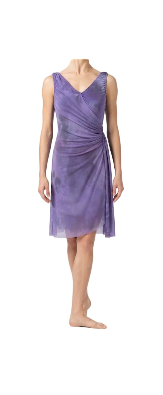 Purple Dress with Draped Fabric