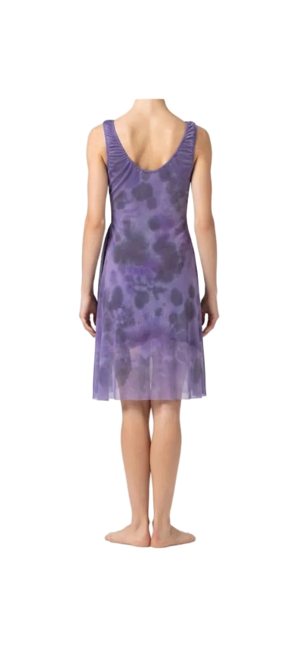Purple Dress with Draped Fabric