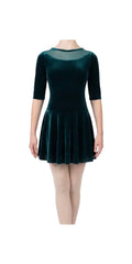 Green Velvet Dress with Mesh Detailing - Beetles
