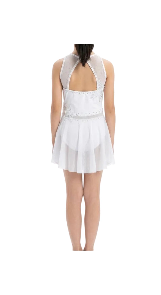 White Shiny Leotard with 3/4 Skirt -CamelDance