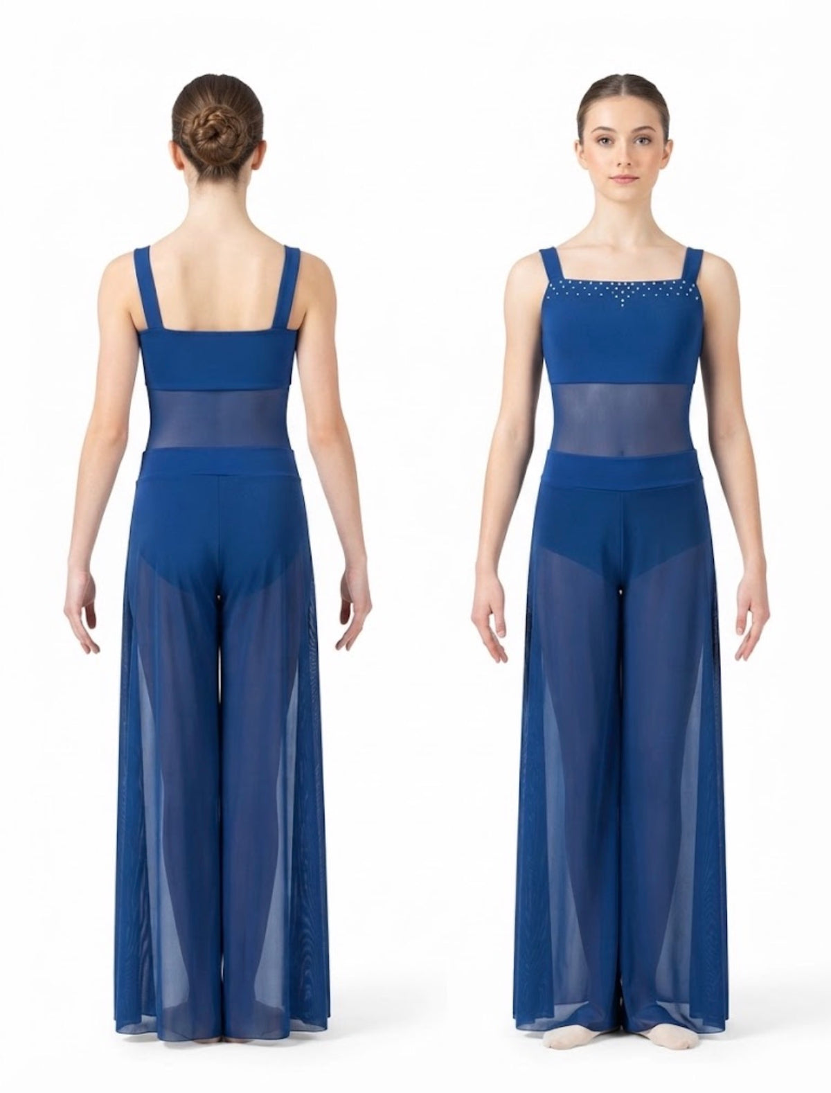 Navy Blue Leotard with Sheer Pants - Stage Boutique
