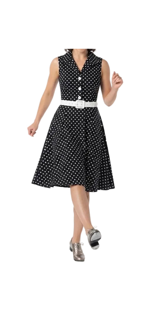 Black and White Polka Dot Dress - with Crinoline