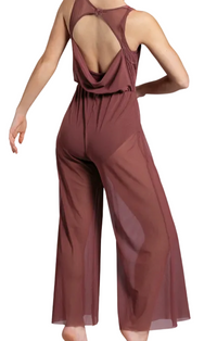 Cowl Drape Power Mesh Jumpsuit - Balera