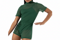 Mock Neck Short Sleeve Power Mesh Romper | Balera